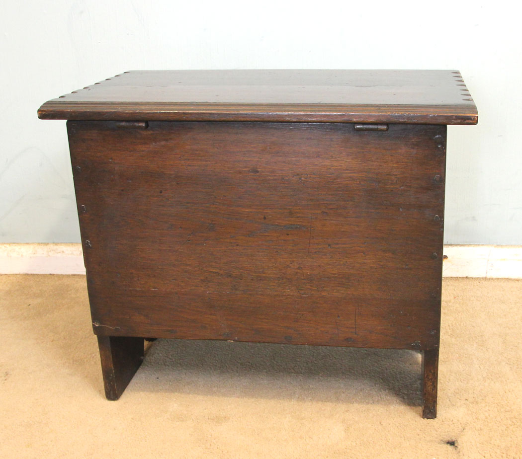 11264r9 Antique Small Oak Coffer Box, Antique Small Carved Oak Coffer Chest
