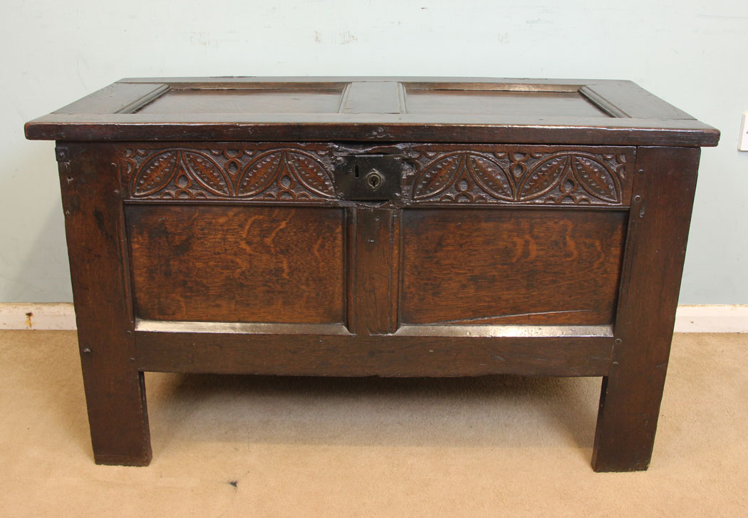 11272r1 Antique Oak Coffer, Antique 18th Century Small Oak Chest Coffer