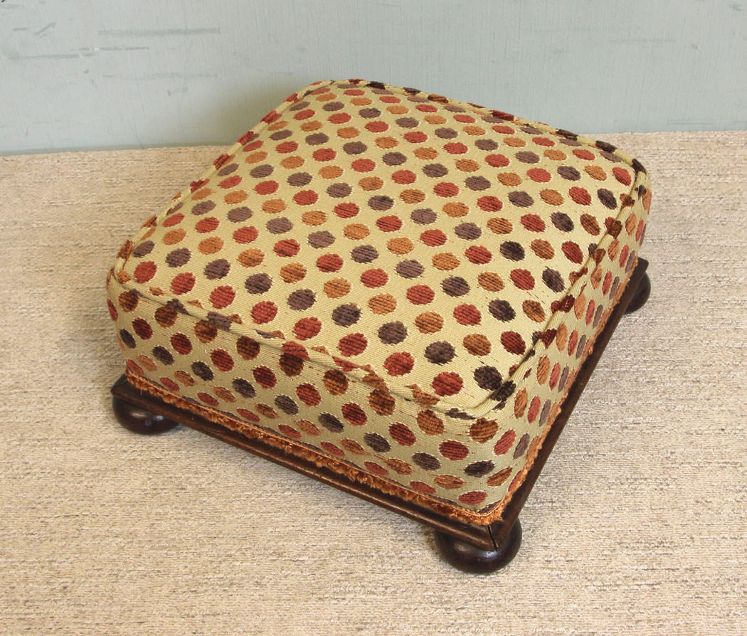 11277r4 Antique Mahogany Victorian Footstool, Antique Victorian Mahogany Footstool