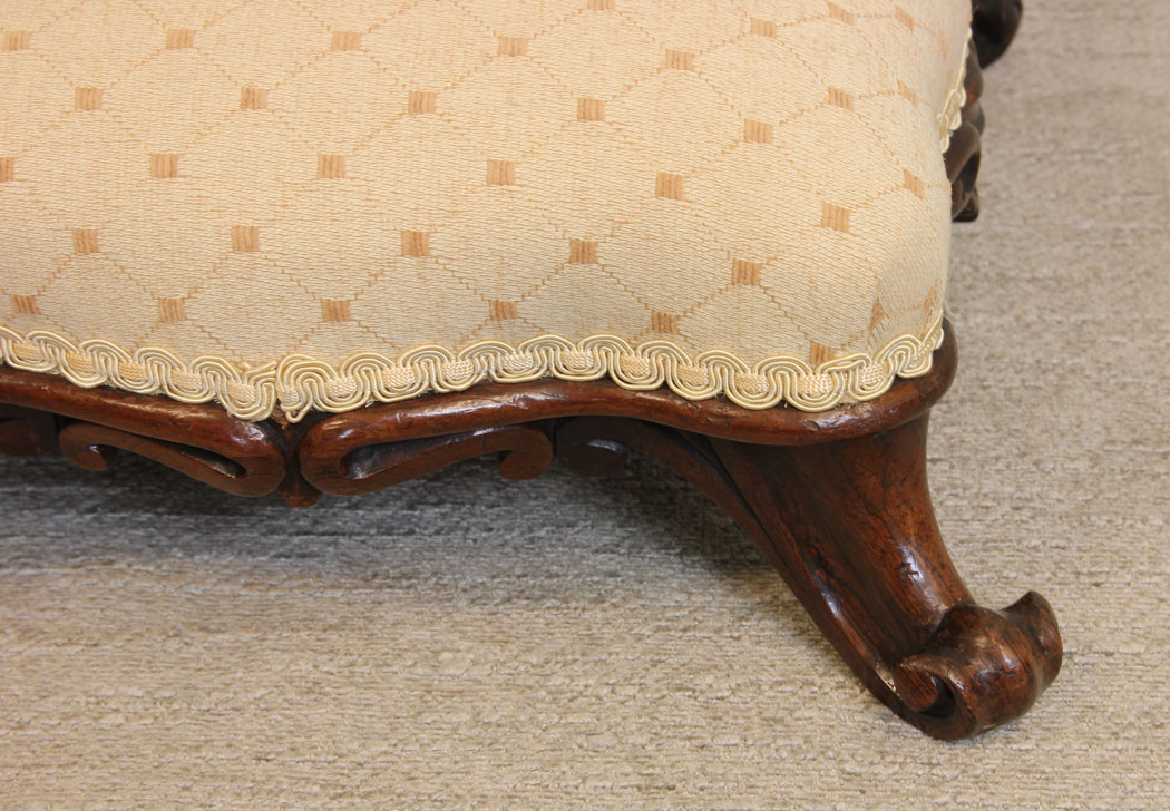 11278r3 Antique Rosewood Victorian Footstool, Antique Victorian Shaped Rosewood Footstool