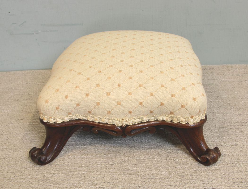 11278r4 Antique Rosewood Victorian Footstool, Antique Victorian Shaped Rosewood Footstool