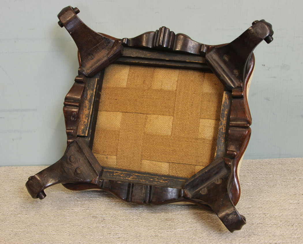 11278r5 Antique Rosewood Victorian Footstool, Antique Victorian Shaped Rosewood Footstool