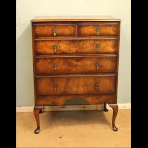 Antique Burr Walnut Queen Anne Style Chest of Drawers