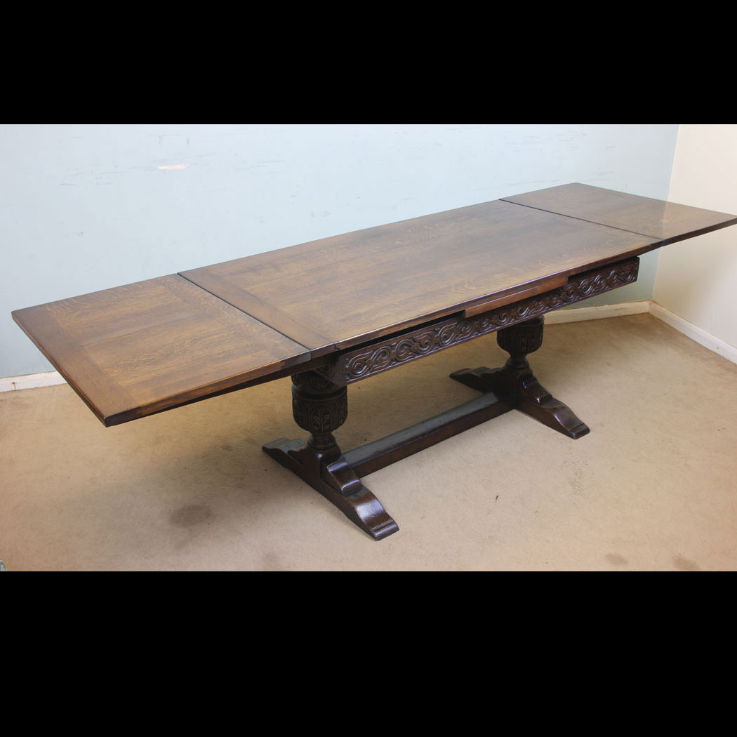 11287r01 Antique Oak Drawleaf Dining Table, Antique Refectory Oak Draw Leaf Farmhouse Dining Table
