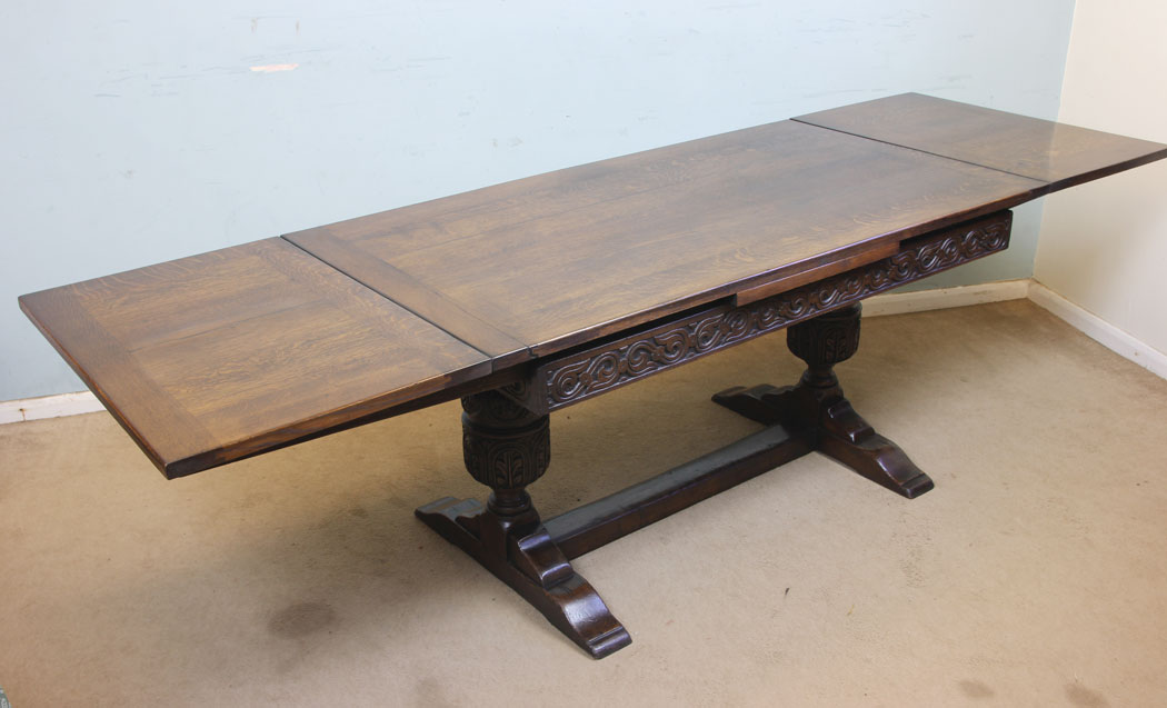 11287r1 Antique Oak Drawleaf Dining Table, Antique Refectory Oak Draw Leaf Farmhouse Dining Table