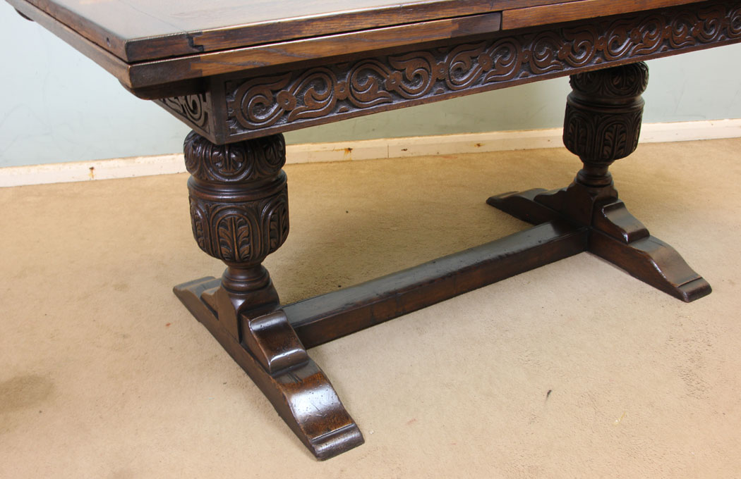 11287r6 Antique Oak Draw leaf Dining Table, Antique Refectory Oak Draw Leaf Farmhouse Dining Table
