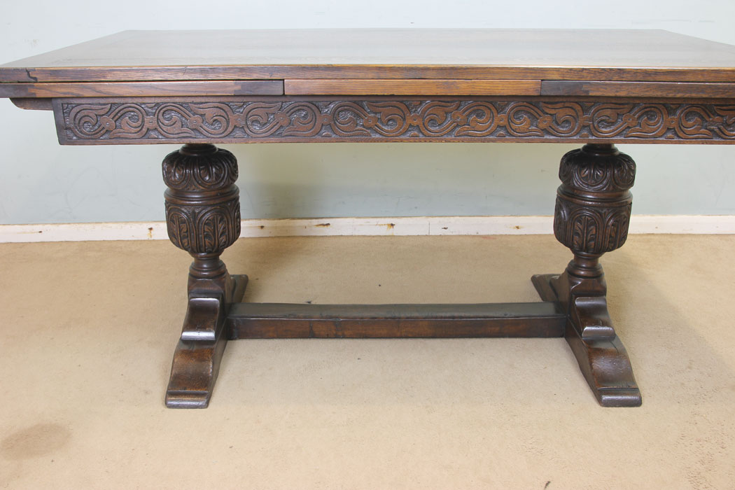 11287r9 Antique Oak Draw leaf Dining Table, Antique Refectory Oak Draw Leaf Farmhouse Dining Table