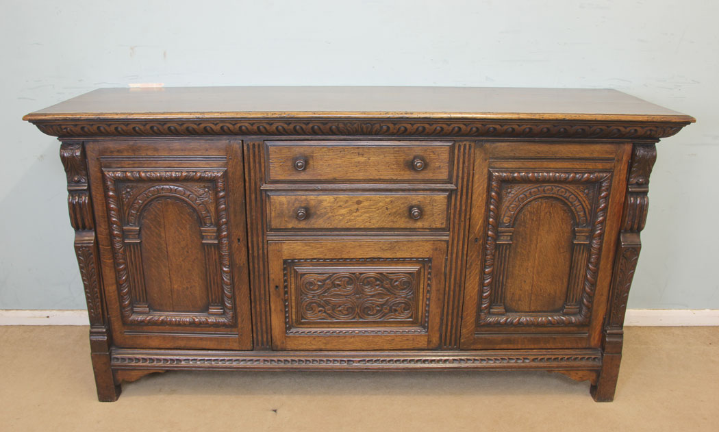 11293r13 Antique Oak Sideboard Dresser Base, Antique Carved Oak Sideboard Dresser Base