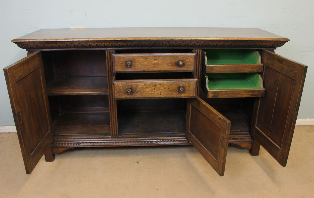 11293r14 Antique Oak Dresser Base, Antique Carved Oak Sideboard Dresser Base