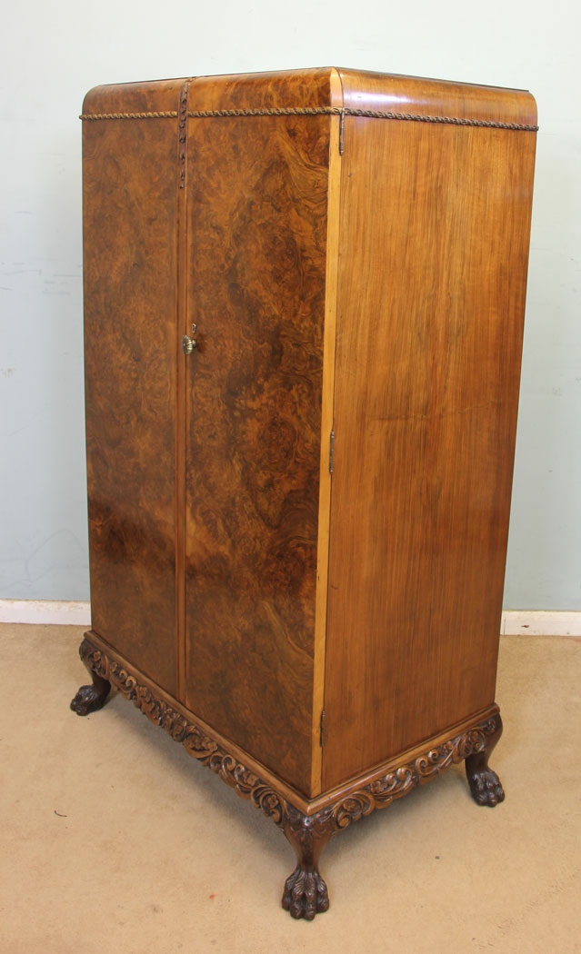 11294r2 Antique Burr Walnut Tallboy Wardrobe, Antique Burr Walnut Tallboy / Wardrobe