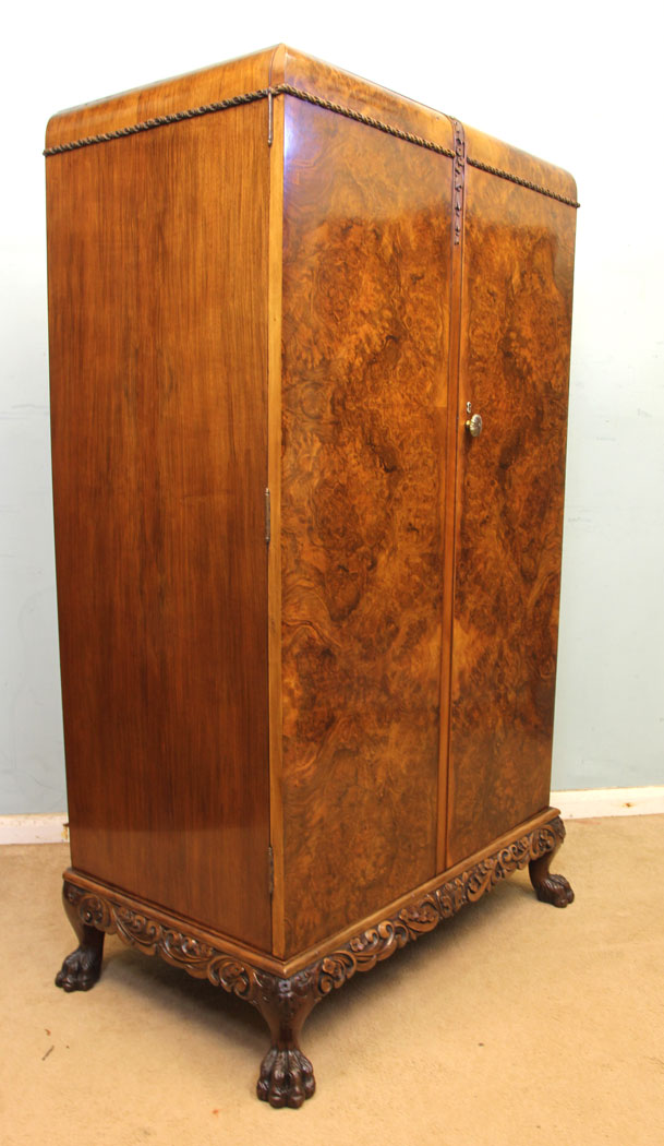 11294r3 Antique Burr Walnut Tallboy Wardrobe, Antique Burr Walnut Tallboy / Wardrobe