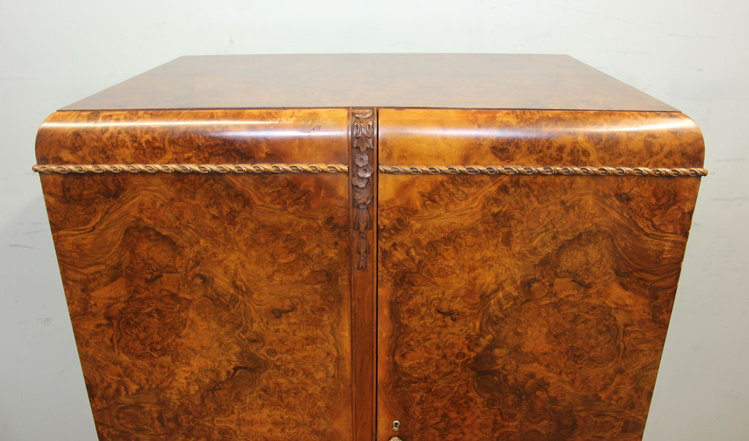 11294r8 Antique Burr Walnut Tallboy Wardrobe, Antique Burr Walnut Tallboy / Wardrobe