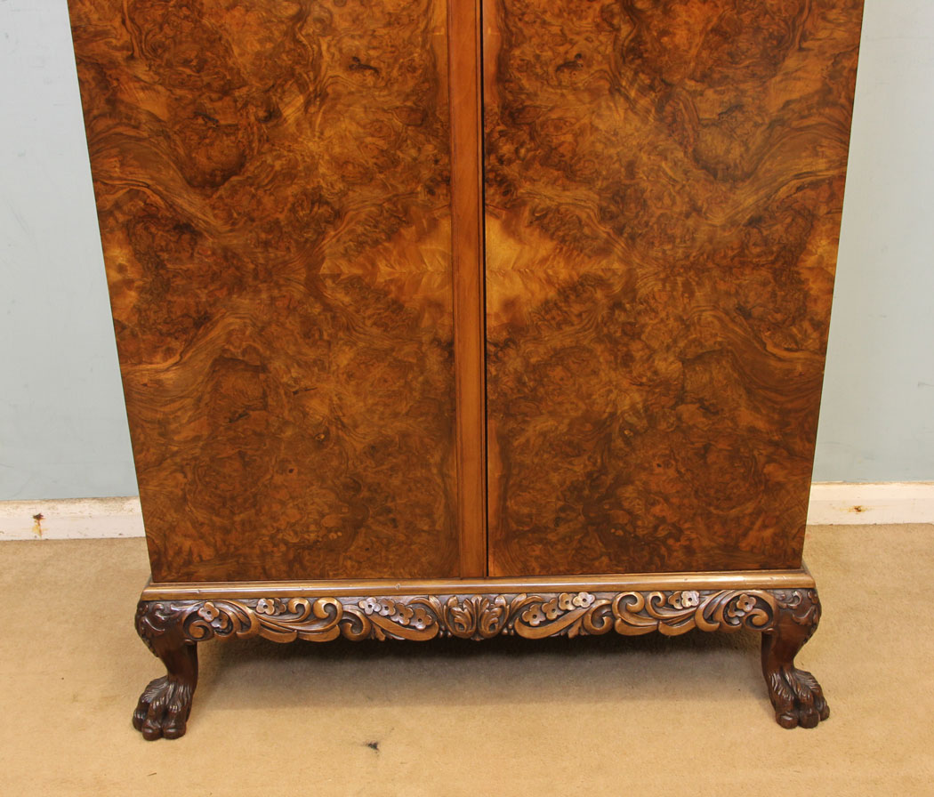 11294r9 Antique Burr Walnut Tallboy Wardrobe, Antique Burr Walnut Tallboy / Wardrobe