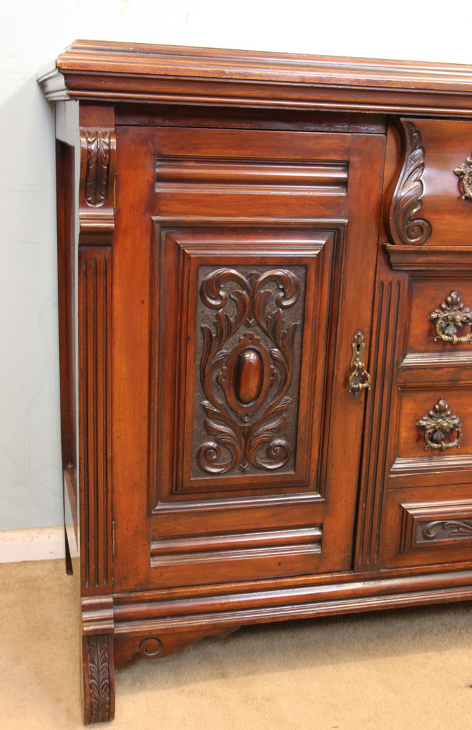 11295r6 Antique Walnut Sideboard, Server, Antique Walnut Chiffonier Sideboard, Server, Dresser Base