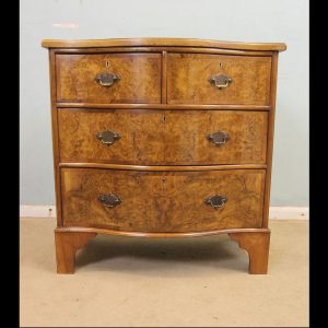 Antique Small Burr Walnut Serpentine Shaped Chest of Drawers