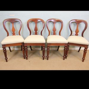 Four Victorian Mahogany Balloon Back Dining Chairs