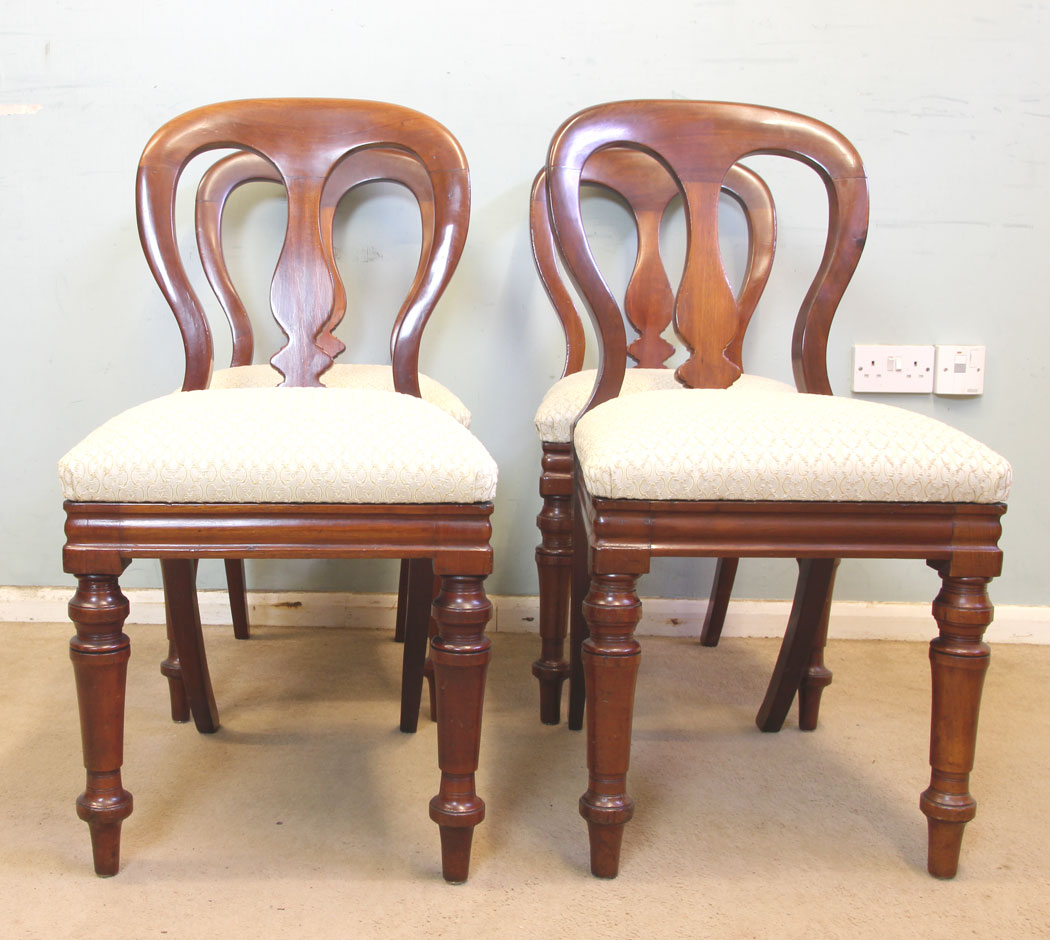 11305r2 Four Antique Victorian Mahogany Dining Chairs, Four Victorian Mahogany Balloon Back Dining Chairs