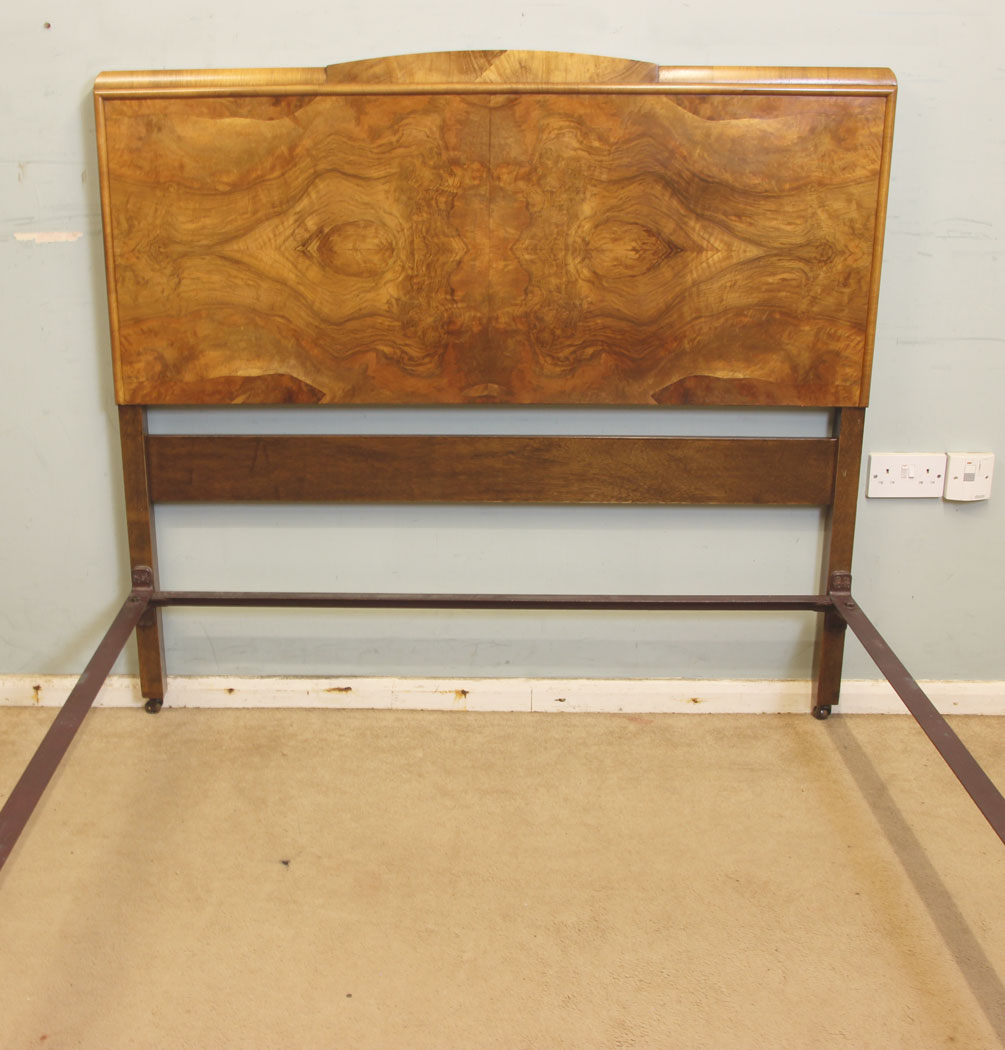 11309r11 Antique Burr Walnut Double Bed, Antique Burr Walnut Double Bed