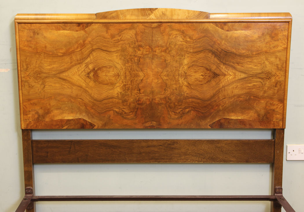 11309r3 Antique Burr Walnut Double Bed, Antique Burr Walnut Double Bed