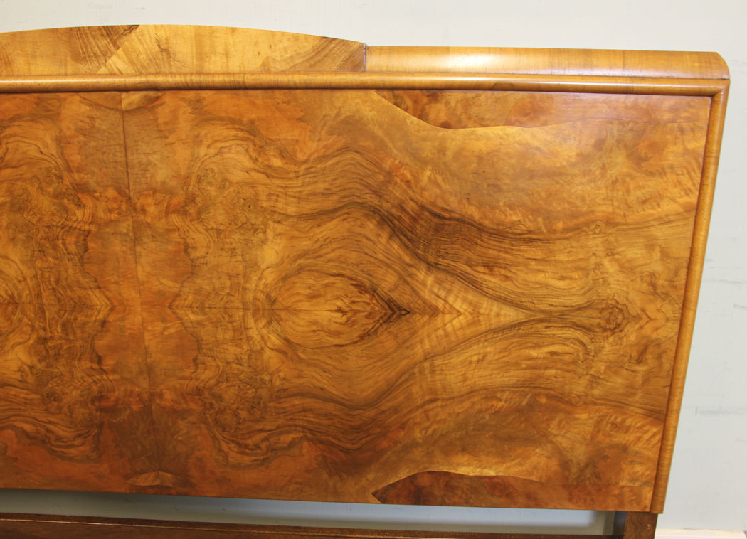 11309r8 Antique Burr Walnut Double Bed, Antique Burr Walnut Double Bed