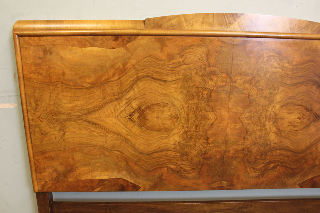 11309r9 Antique Burr Walnut Double Bed, Antique Burr Walnut Double Bed