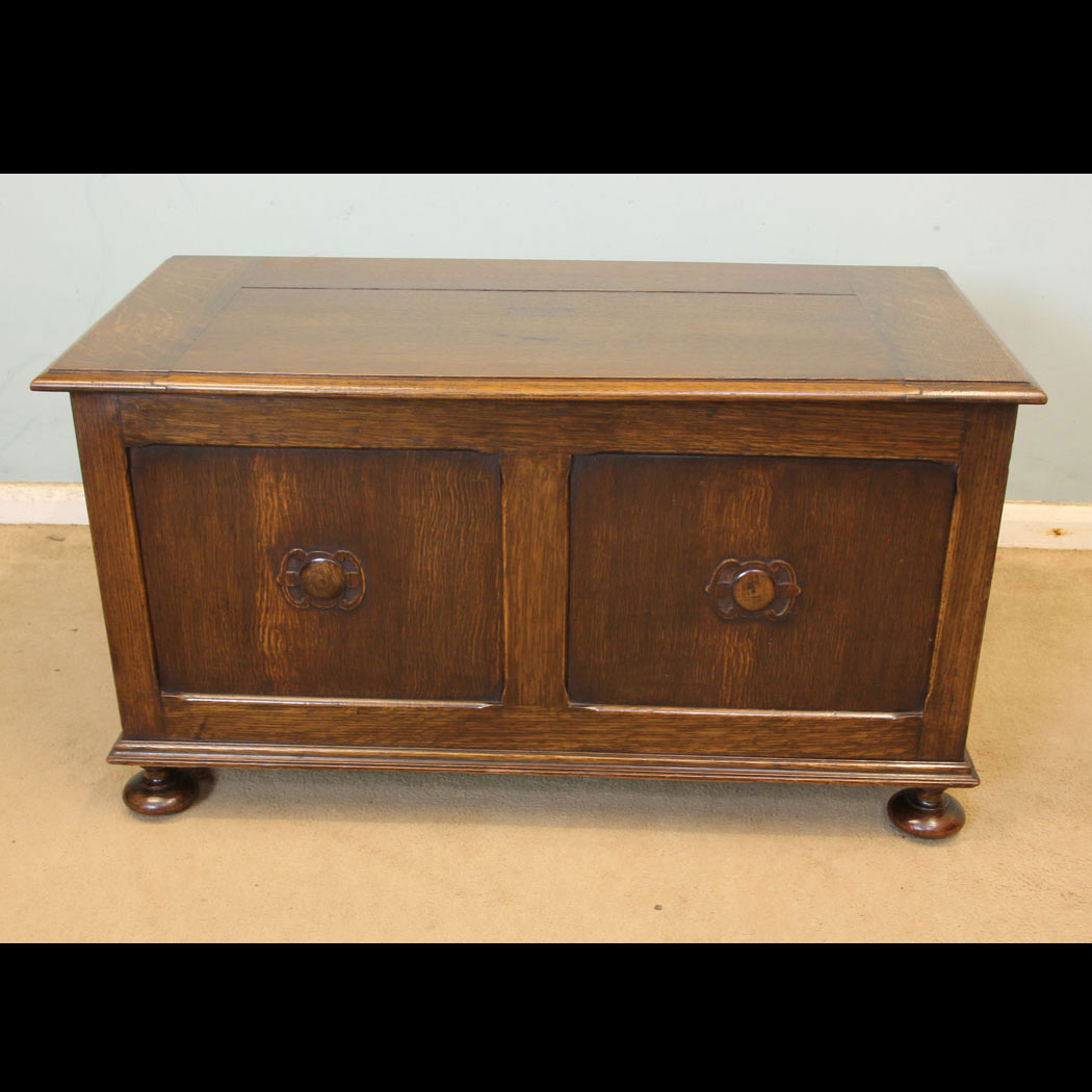 11311r01 Antique Oak Coffer Blanket Chest, Antique Oak Coffer Blanket Chest.