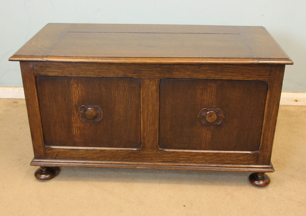 11311r1 Antique Oak Coffer Blanket Chest, Antique Oak Coffer Blanket Chest