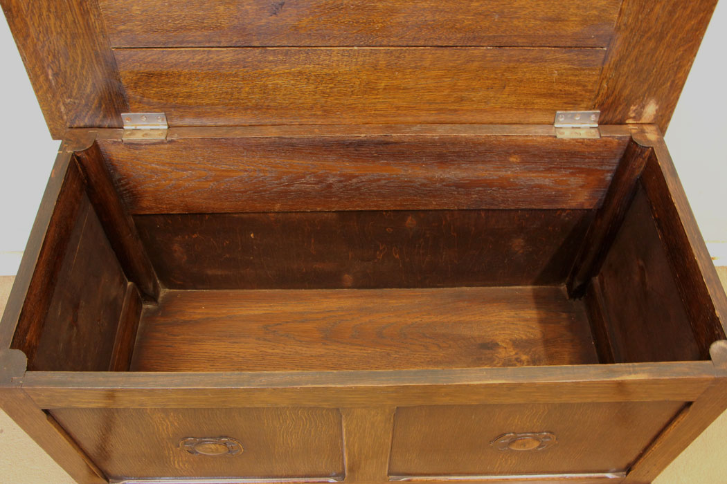 11311r10 Antique Oak Coffer Blanket Chest, Antique Oak Coffer Blanket Chest