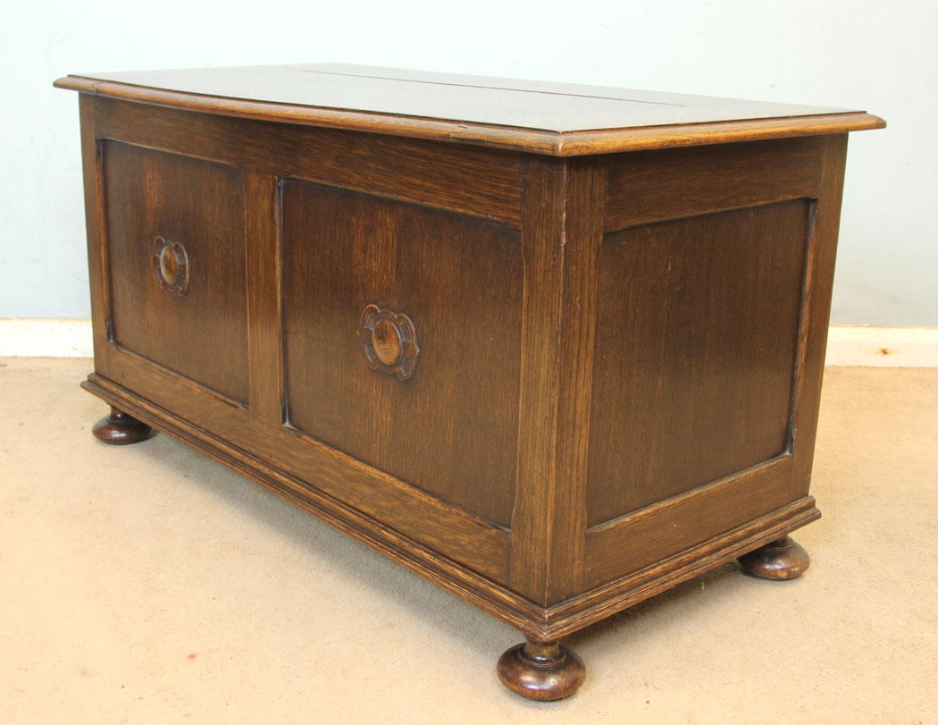 11311r3 Antique Oak Coffer Blanket Chest, Antique Oak Coffer Blanket Chest