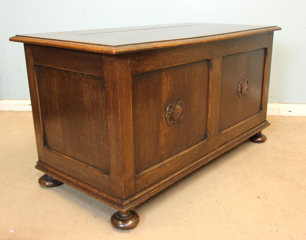 11311r4 Antique Oak Coffer Blanket Chest, Antique Oak Coffer Blanket Chest
