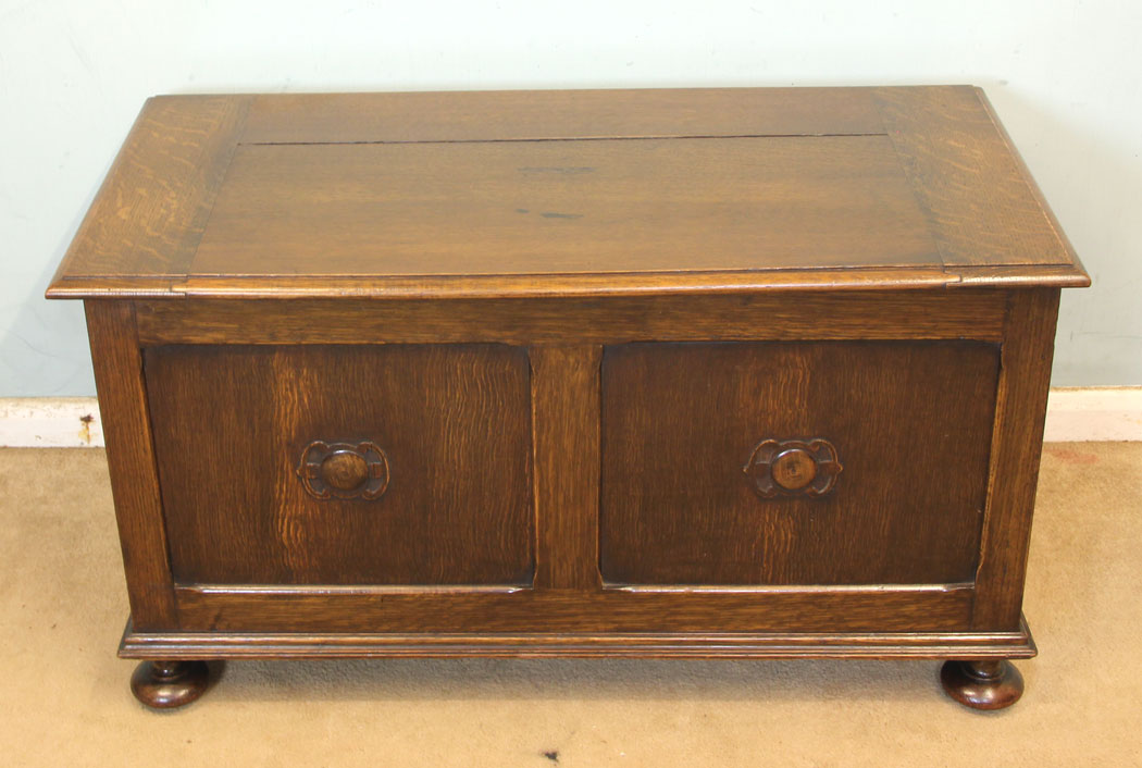 11311r5 Antique Oak Coffer Blanket Chest, Antique Oak Coffer Blanket Chest