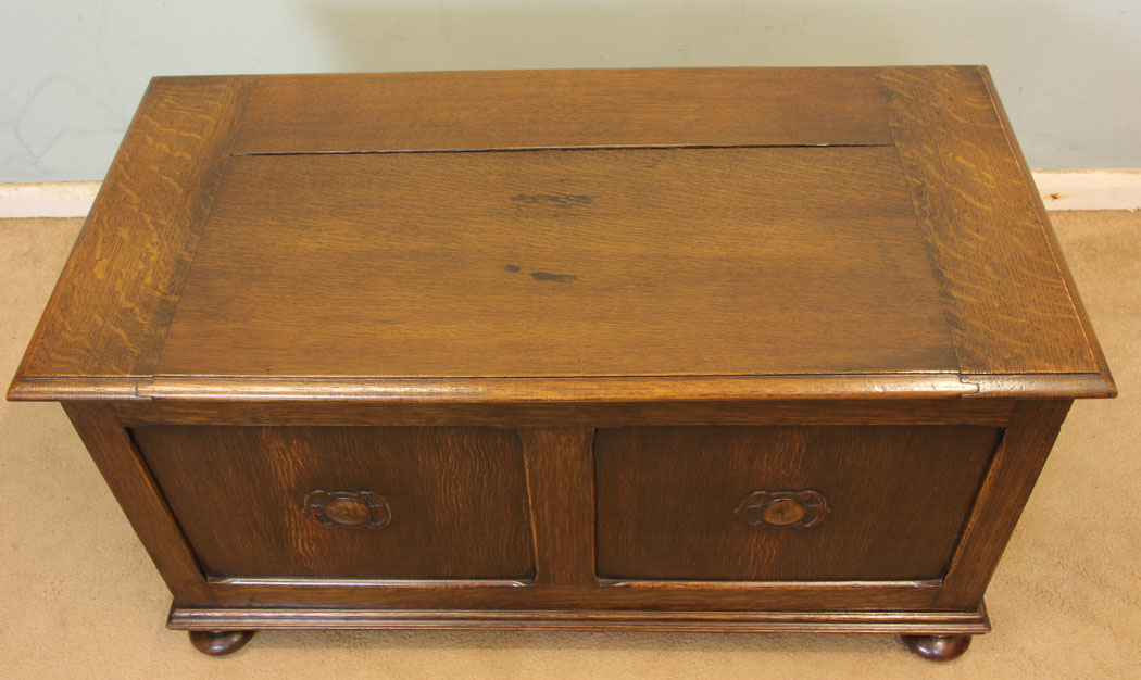 11311r8 Antique Oak Coffer Blanket Chest, Antique Oak Coffer Blanket Chest