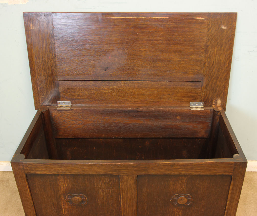 11311r9 Antique Oak Coffer Blanket Chest, Antique Oak Coffer Blanket Chest
