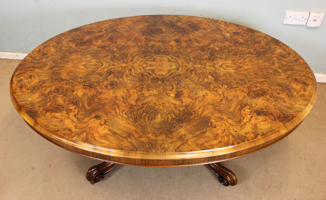 11320r1 Antique Victorian Burr Walnut Coffee Table, Antique Victorian Burr Walnut Coffee Table