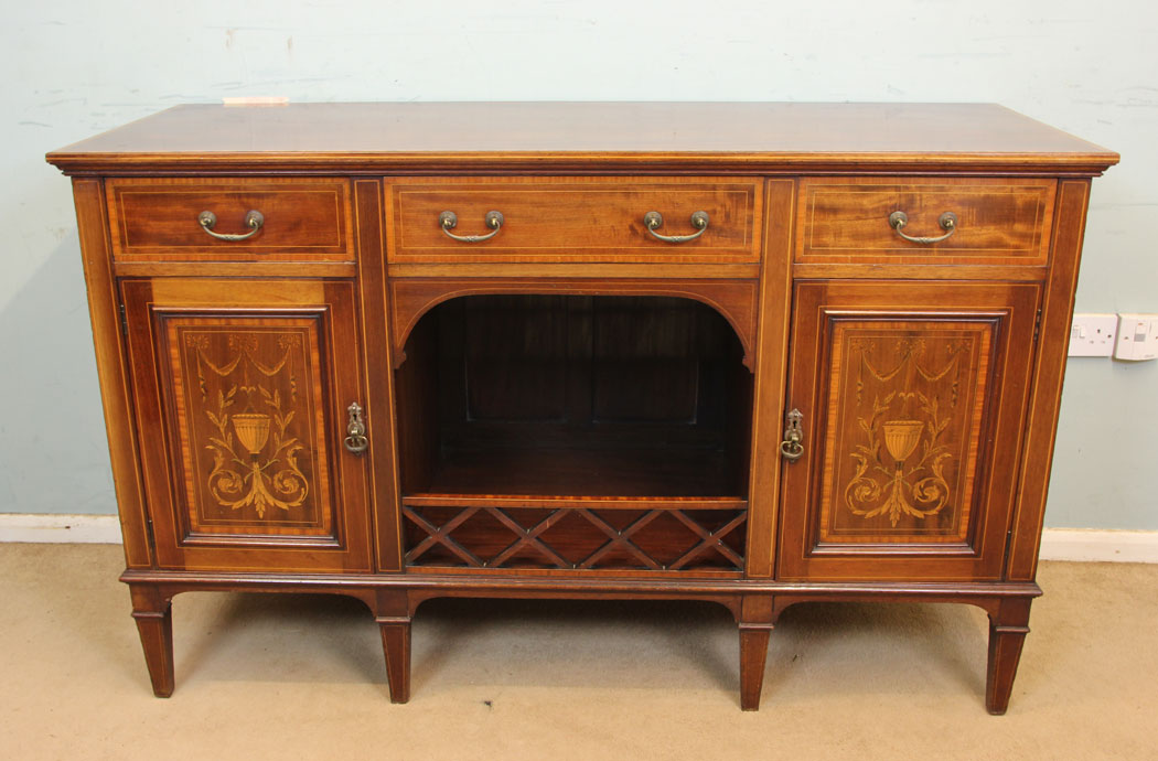 11321r1 Antique Quality Inlaid Mahogany Chiffonier Sideboard Server, Antique Inlaid Mahogany Chiffonier Sideboard Server