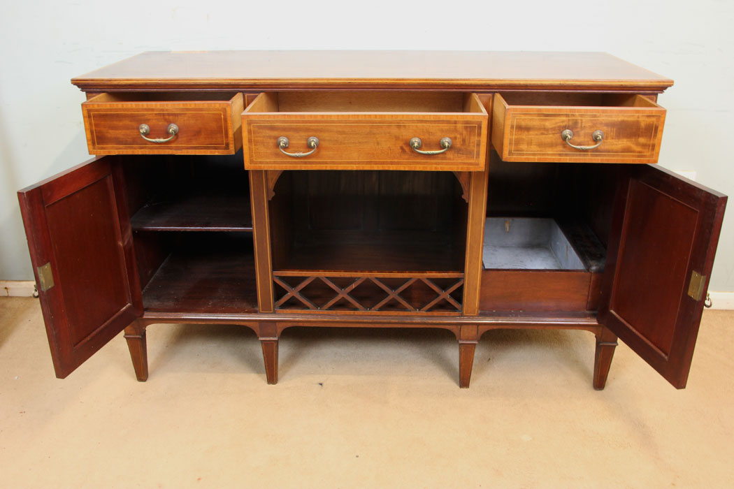 11321r12 Antique Quality Inlaid Mahogany Chiffonier Sideboard Server, Antique Inlaid Mahogany Chiffonier Sideboard Server