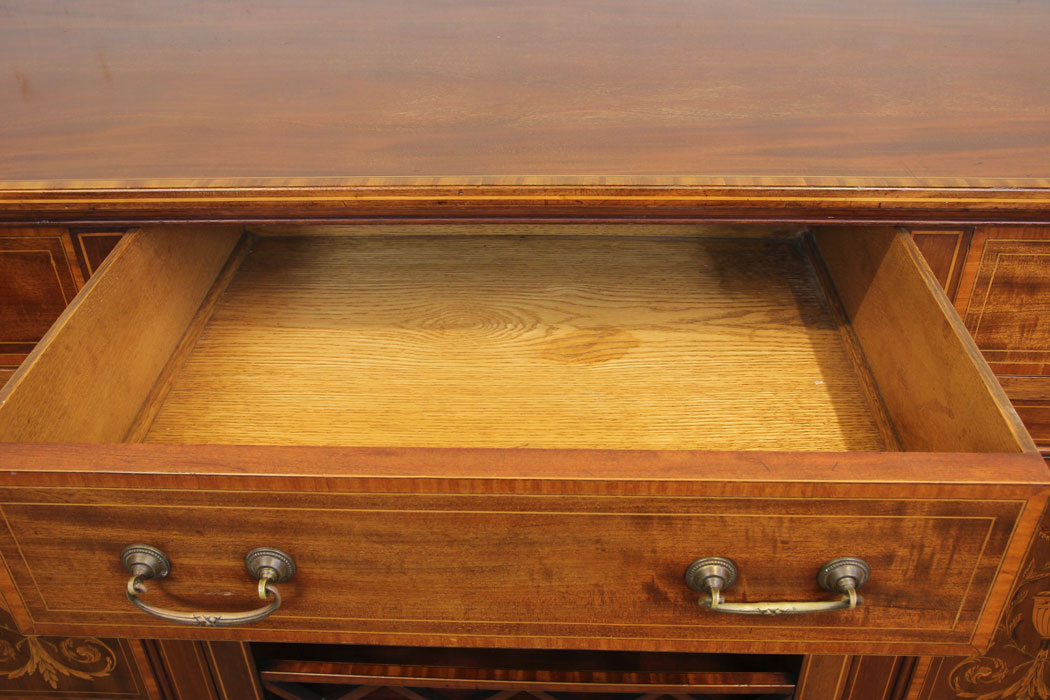 11321r13 Antique Quality Inlaid Mahogany Chiffonier Sideboard Server, Antique Inlaid Mahogany Chiffonier Sideboard Server