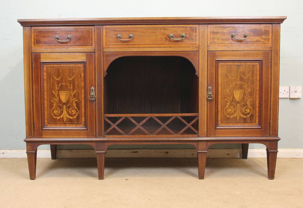 11321r2Antique Quality Inlaid Mahogany Chiffonier Sideboard Server, Antique Inlaid Mahogany Chiffonier Sideboard Server