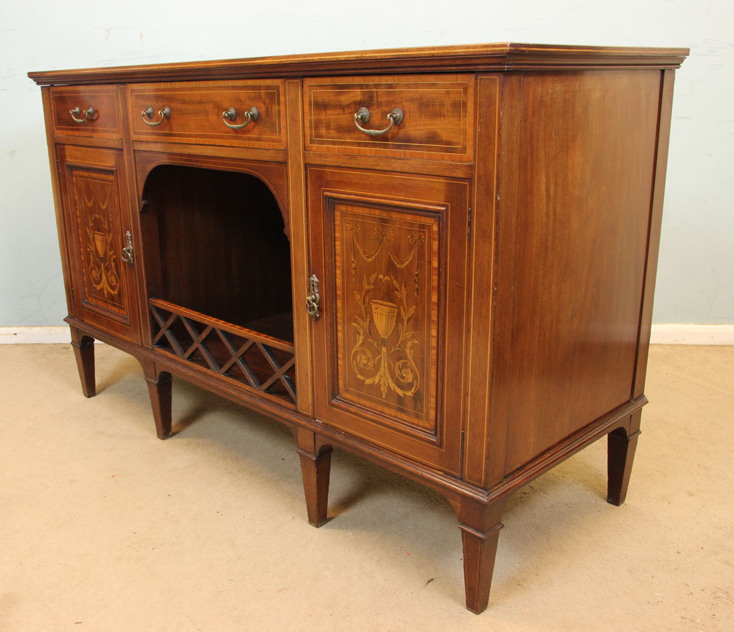 11321r3 Antique Quality Inlaid Mahogany Chiffonier Sideboard Server, Antique Inlaid Mahogany Chiffonier Sideboard Server