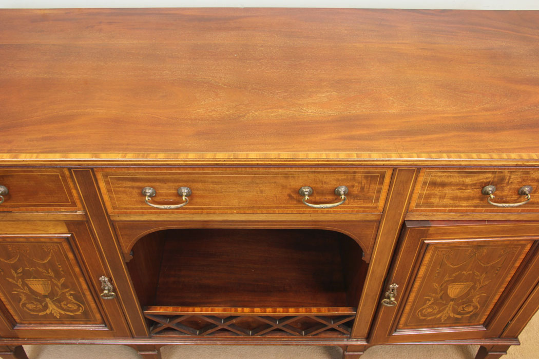 11321r5 Antique Quality Inlaid Mahogany Chiffonier Sideboard Server, Antique Inlaid Mahogany Chiffonier Sideboard Server