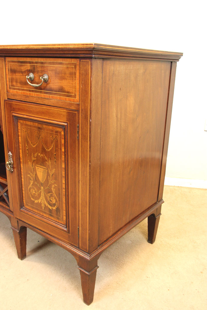 11321r6 Antique Quality Inlaid Mahogany Chiffonier Sideboard Server, Antique Inlaid Mahogany Chiffonier Sideboard Server