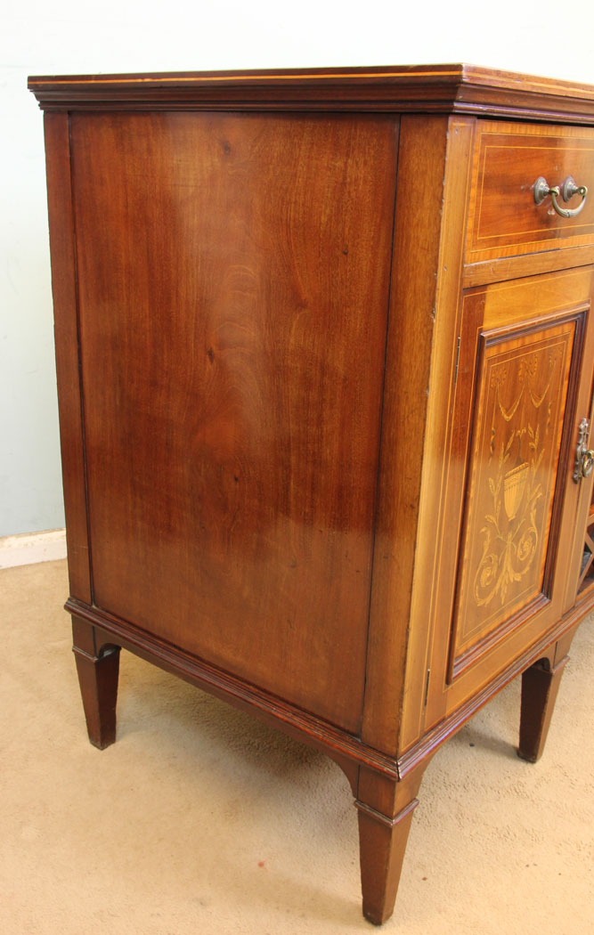 11321r7 Antique Quality Inlaid Mahogany Chiffonier Sideboard Server, Antique Inlaid Mahogany Chiffonier Sideboard Server