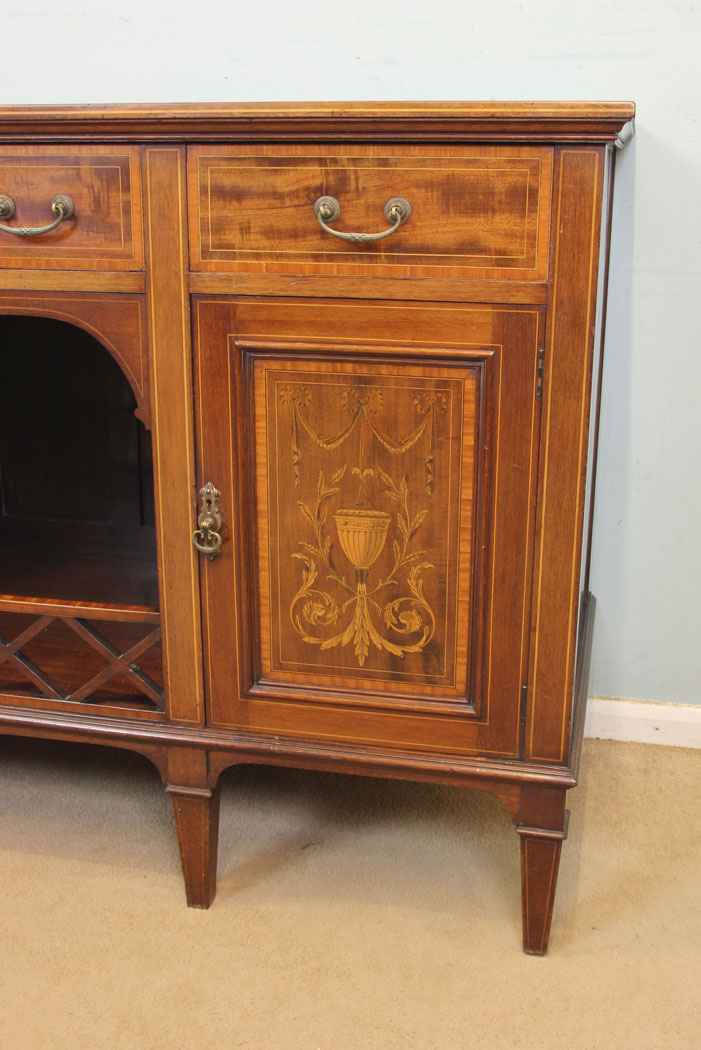 11321r8 Antique Quality Inlaid Mahogany Chiffonier Sideboard Server, Antique Inlaid Mahogany Chiffonier Sideboard Server