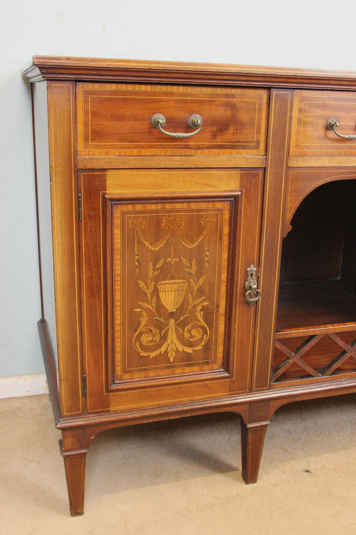 11321r9 Antique Quality Inlaid Mahogany Chiffonier Sideboard Server, Antique Inlaid Mahogany Chiffonier Sideboard Server