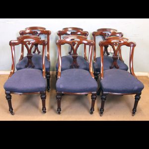 Set Six Antique Victorian Mahogany Dining Chairs