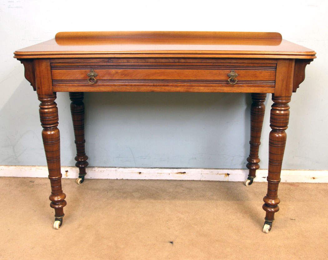 11325r1 Antique Victorian Walnut Side Writing Table, Antique Victorian Walnut Side Writing Table