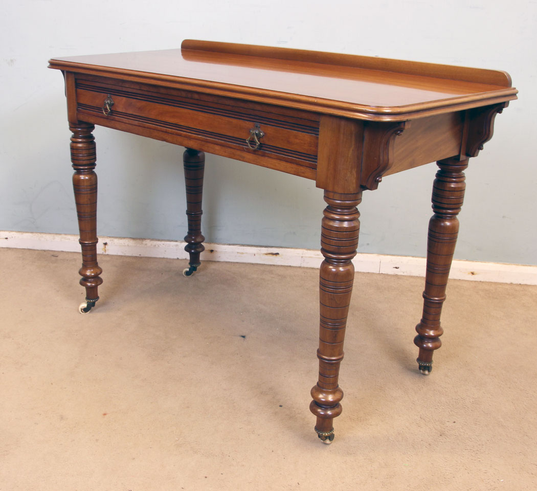 11325r3 Antique Victorian Walnut Side Writing Table, Antique Victorian Walnut Side Writing Table