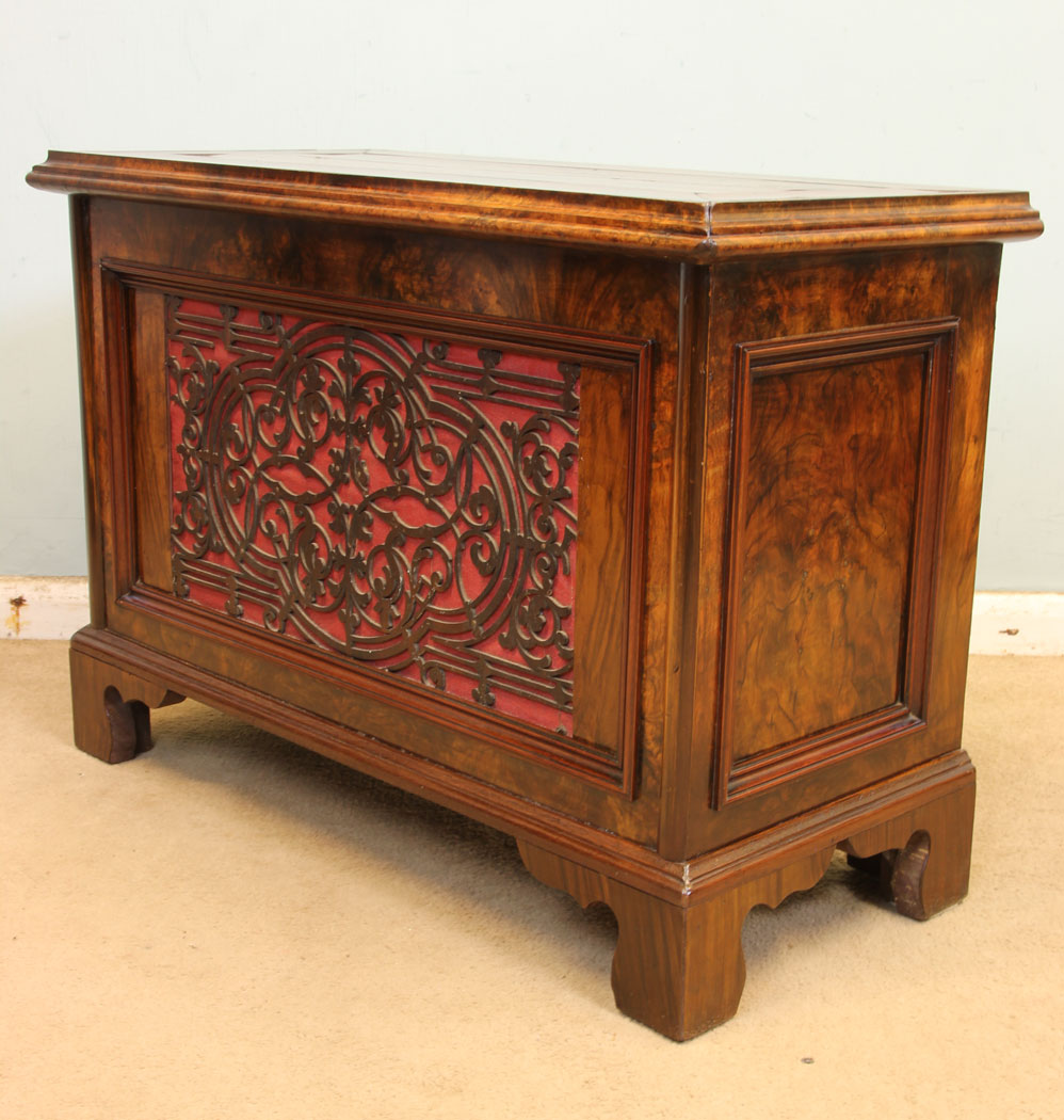 11331r3 Antique Burr Walnut Storage Box, Burr Walnut Storage Chest