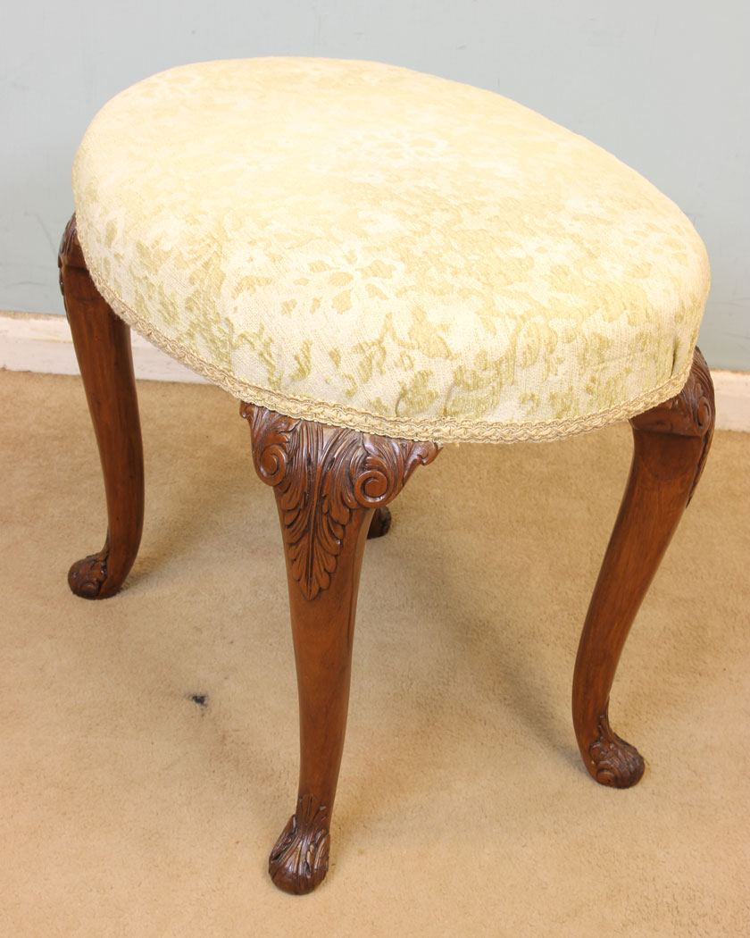 11333r3 Antique Walnut Dressing Table Stool, Antique Walnut Dressing Table Stool