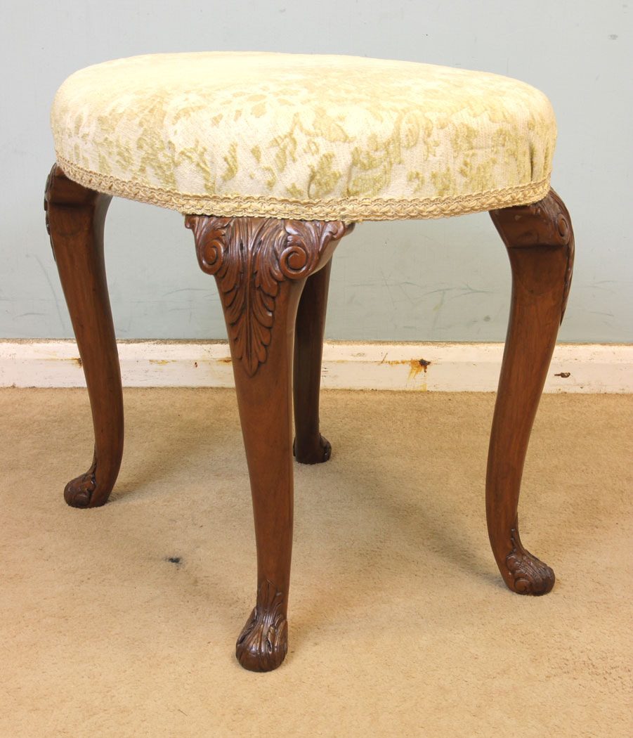 11333r4 Antique Walnut Dressing Table Stool, Antique Walnut Dressing Table Stool